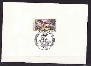 ФРГ, 1984, День почтовой марки, Лошади, Архитектура, памятный буклет